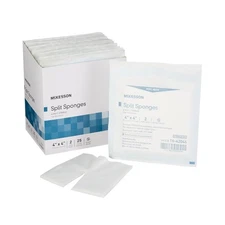 McKesson 6-Ply I.V. Drain Sponge Split Dressing Sterile Square 4 X 4" 50 Ct
