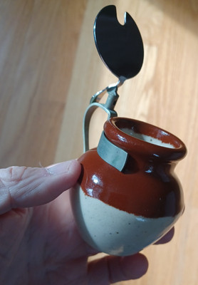 Vintage Brown Tan Mustard Pot Jam Jar Lift-top