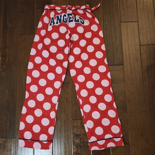 MLB Licensed Angels Baseball Womens Sz S Pajama Pants Red Pink Polka Dot Cotton - Picture 17 of 18
