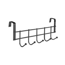 5 HOOK OVER THE DOOR HOOKS CHROME WASH ROOM COAT HANGER CLOTHES TOWEL STORAGE