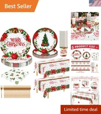 Effortless Xmas Party Cleanup: 152-Piece Disposable Dinnerware for 30 Guests