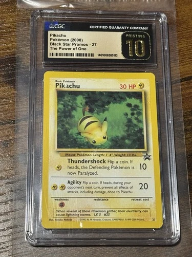 CGC 10 PRISTINE Pikachu # 27 WOTC Black Star Promo Pokemon Card Read Description
