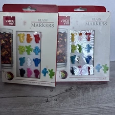 Vacu Vin "Party People" Glass Markers Wine Charm Set 24 Piece Drink Holiday