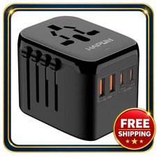 Universal Travel Adapter 200 Countries with 2 USB-C 2 USB-A Ports