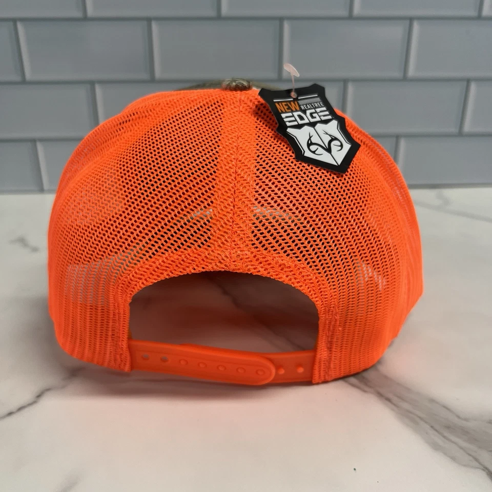 男式迷彩帽 Realtree 橙色卡车司机帽棒球帽中结构新网眼 — 第 3/4 张图片