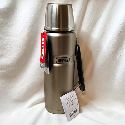 Thermos 1L Stainless Steel Vacuum Flask Silver Insulated Twist Lid Handle SK2010