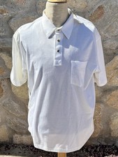 NWT: Oak Creek Men  s Polo Shirt Size L Vintage Short Sleeve Chest Pocket White