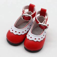 Red And White Dress Shoes 4.5 2.2 cm Fits BJD Dolls
