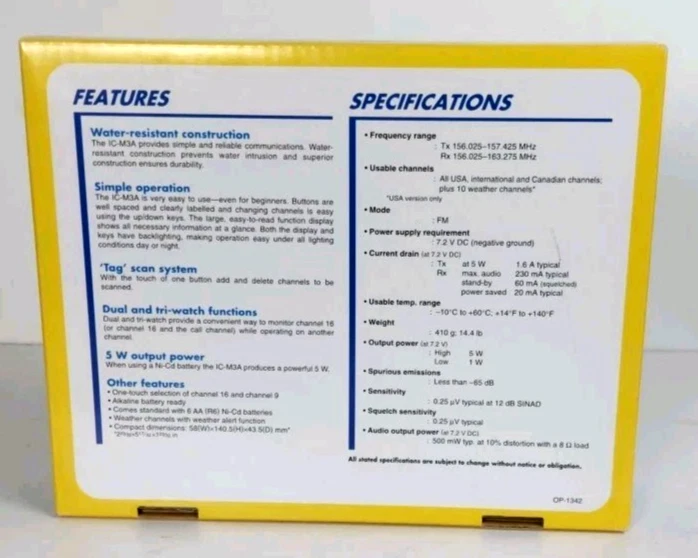 ICOM VHF Ricetrasmettitore Marino IC-M3A - Immagine 3 di 3