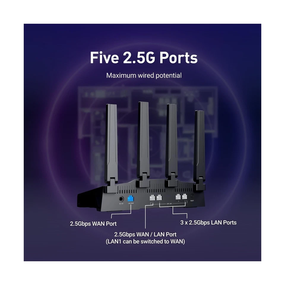 Router GL.iNet GL-BE9300 (Flint 3) Tri-Band WiFi 7, Alta Velocidad 6GHz Gaming Wi... Foto 4 de 4