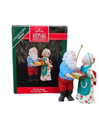 Vintage 1992 Hallmark Weihnachten Andenken Ornament ''Geschenkbörse'' Mr & Mrs Claus