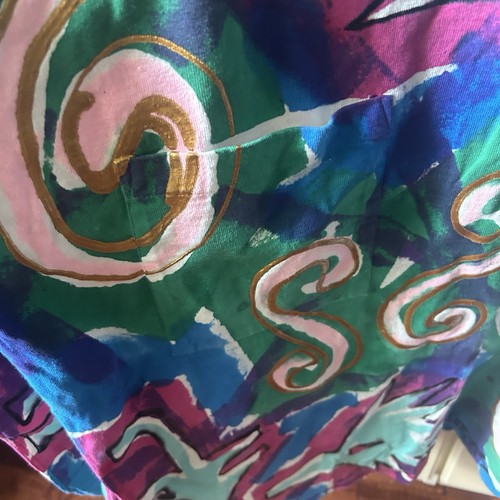VC Torias Vintage 90s Art To Wear Hand Painted Patchwork Colorful Top OS - Bild 4 von 13
