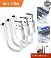 USB To 3.5mm Audio Adapter 3 PCS White TRRS Mic Supported External Sound Card