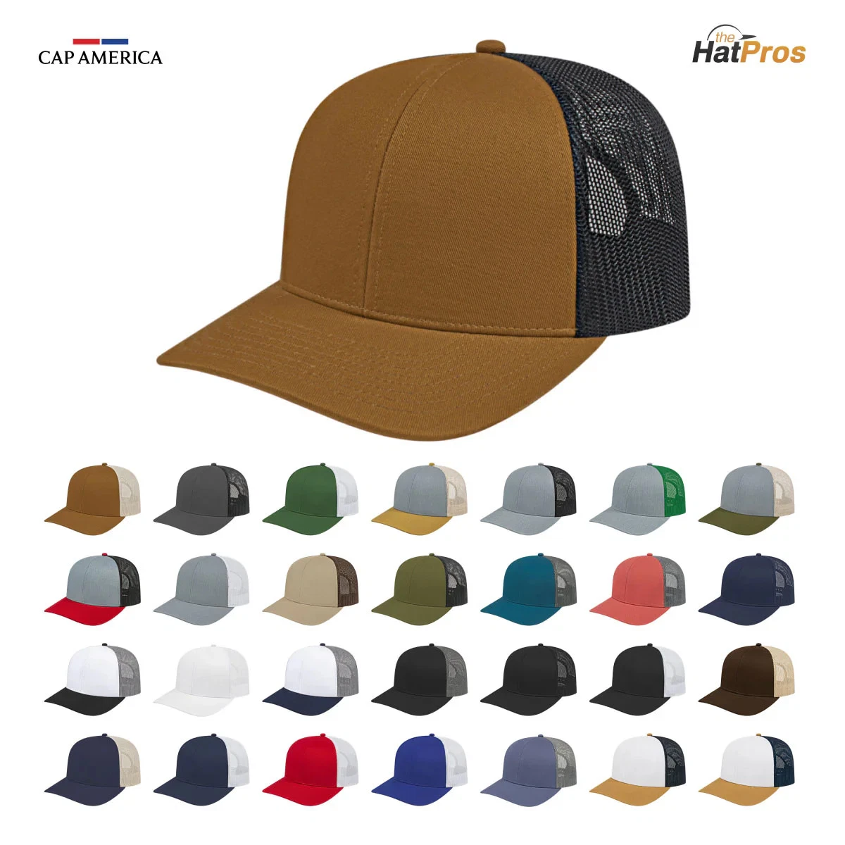 Cap America i3038 6 Panel Trucker Hat Snapback Mesh Back Cap