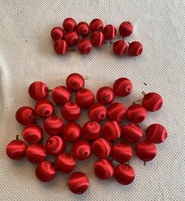 Vintage Red Silk/Satin Wrapped Christmas Balls Ornaments 2 Sizes Lot Of 44