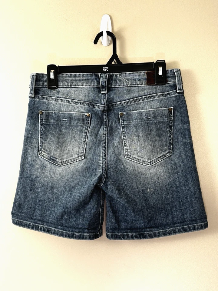 Y2K держа лошадей джинсовой ткани шорты 26 XS 0 2 синий Jean повседневный опрятный прибрежный богемное - Изображение 2 из 4