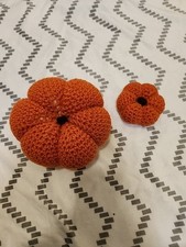 Handmade Crocheted Orange Pumpkins Set Of 2