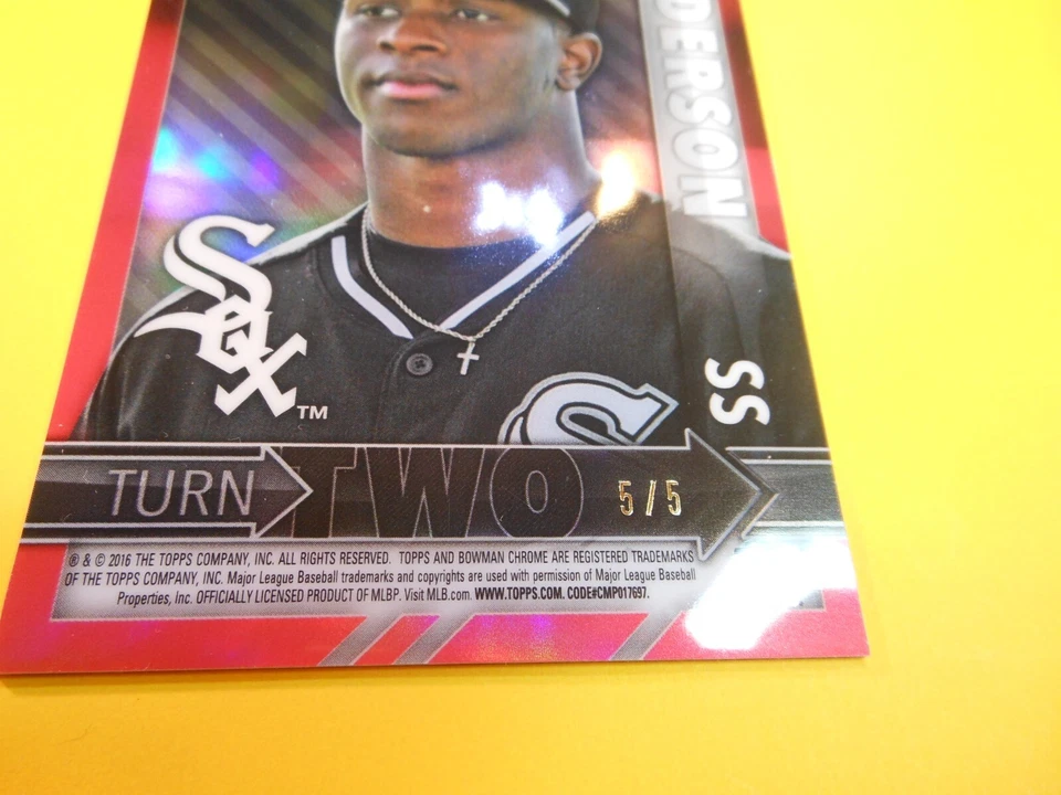 2016 Bowman Chrome Turn Two refrator vermelho 5/5 Tim Anderson / Carson Fulmer TT-FA - Imagem 3 de 4