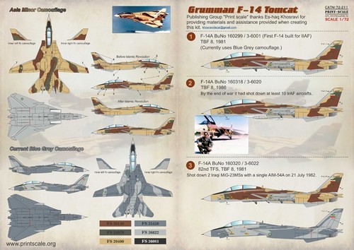 Print Scale 72-211 Decal airplane 1:72 Iranian F14 Tomcat The complete set 2leaf - Picture 23 of 24