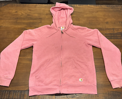 Carhartt Full Zip Hoodie Women's M Pink Sweatshirt Spell Out Work
