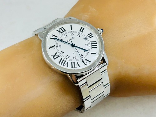 Discount Cartier Ronde Solo W6701011 3802 White Automatic Watch Excellent A2247 - Picture 2 of 13