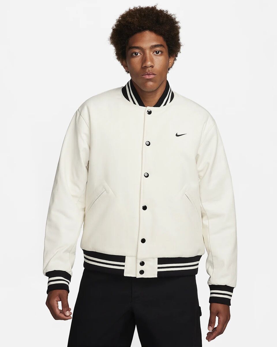 Men's Size L - Varsity Jacket Nike Authentic Sail Black Men's Size L - Varsity Jacket Nike Authentic Sail Black