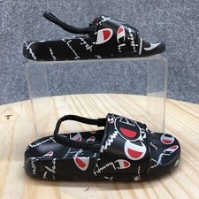 Champion Sandals Toddler 9 IPO Warped Slides Black Open Toe Logo J640-1121