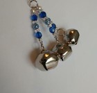 Jingle Bells Christmas Ornament W/ Blue Beads and Silver Bells Handcrafted NWT