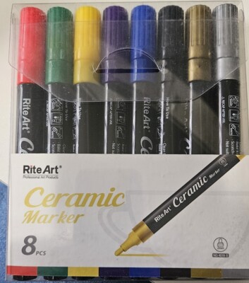 Rite Art Ceramic Paint Markers Colors Silver, Gold, Black+