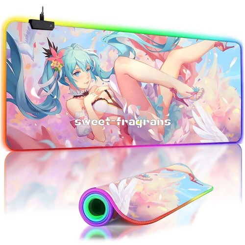 Anime Hatsune Miku Large Gamer Luminou MousePad LED Waifu Keyboard Mat #27 Mar25 - 第 2/20 張圖片