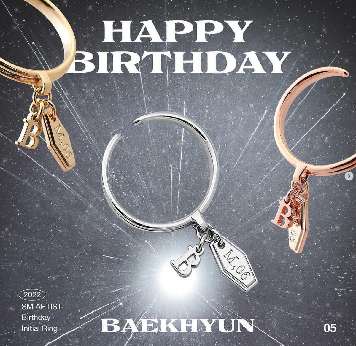 BAEKHYUN EXO SMTOWN OFFICIAL MD GOODS 2022 ARTIST BIRTHDAY INITIAL RING  SEALED