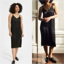 EVERLANE V-neck Strappy Midi Slip Black Dress Sz 10