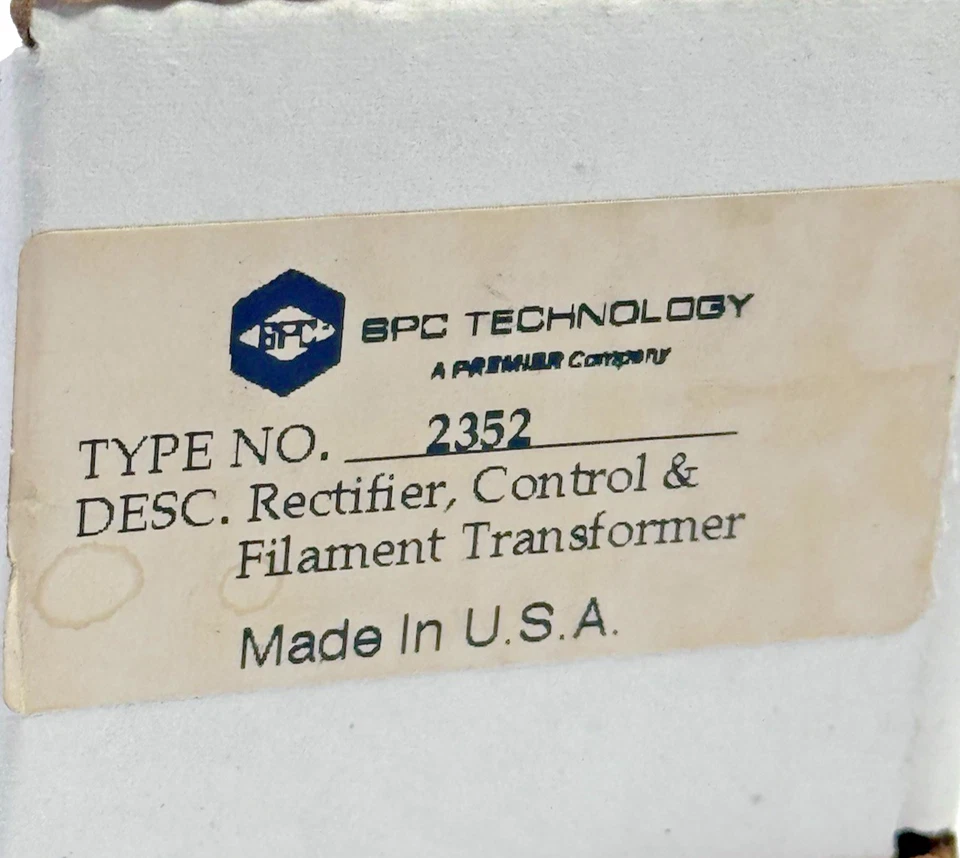 SPC Technology 2352 0BJY2 Rectifier, Control Filament Transformer 117V 50/60/Hz - Image 3 of 4