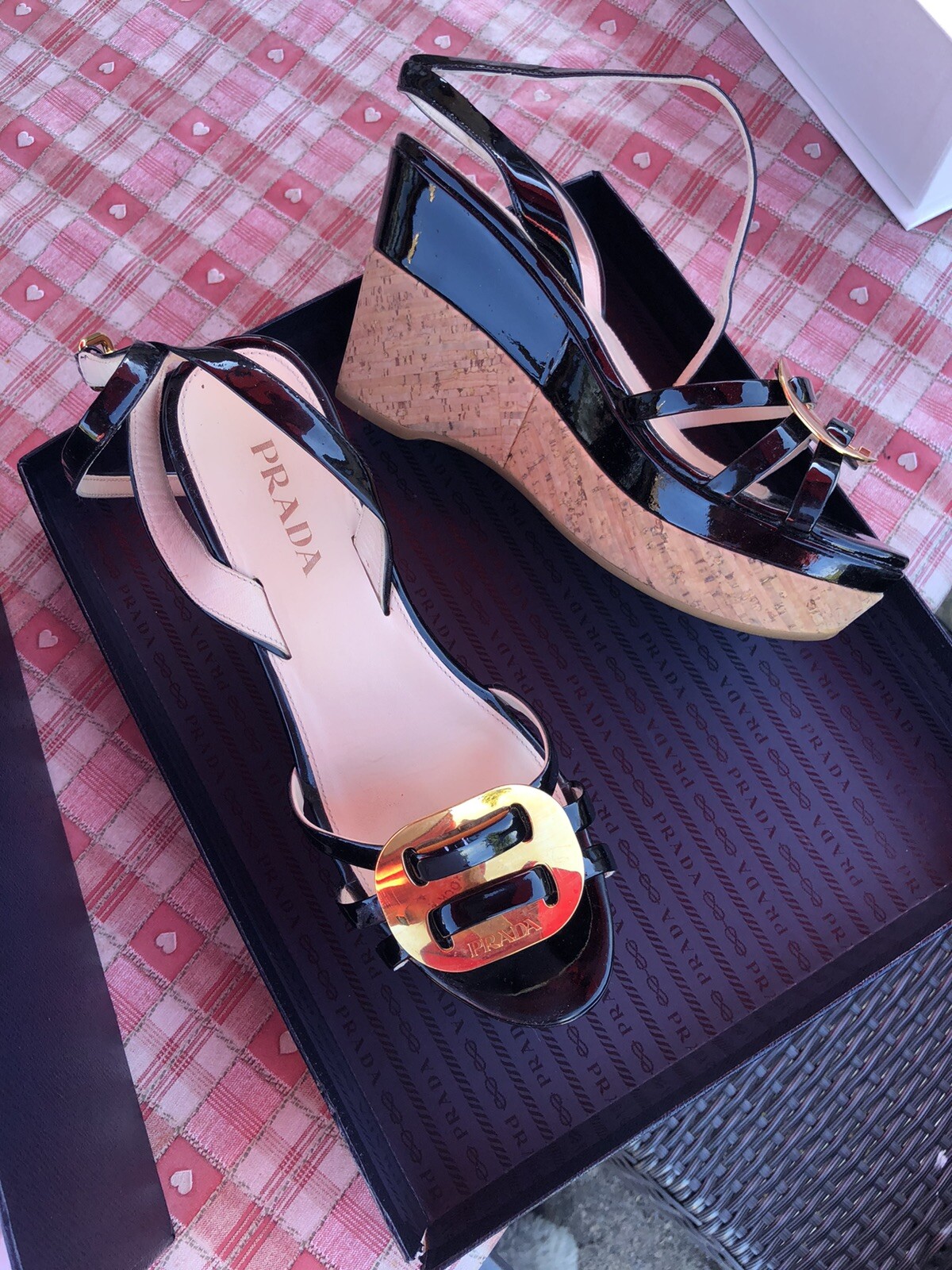 Prada Platform Black Patent Leather Sandals In Size 4 Uk £425 image 10