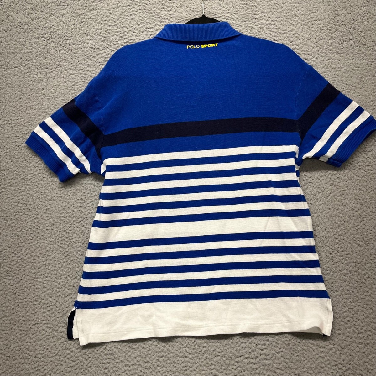 Vtg Polo Sport Shirt Mens L Blue Striped 90sY2K Knit Preppy