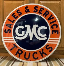 GMC Trucks Metal Sign Sales Service Garage Vintage Style Wall Decor Gas Oil