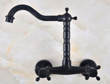 Oil Rubbed Bronze Wall Mounted Bathroom Basin Sink Mixer Tap Swivel Faucet