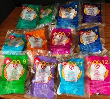 McDonald  s 1999 TY Teenie Beanie Babies 12 Toys COMPLETE Happy Meal Set  Bags
