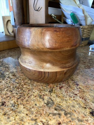 Hand Crafted Wooden Bowl, 5  Wide GRAIN EVERYWHERE Planter? Wine Hinder? Trinket