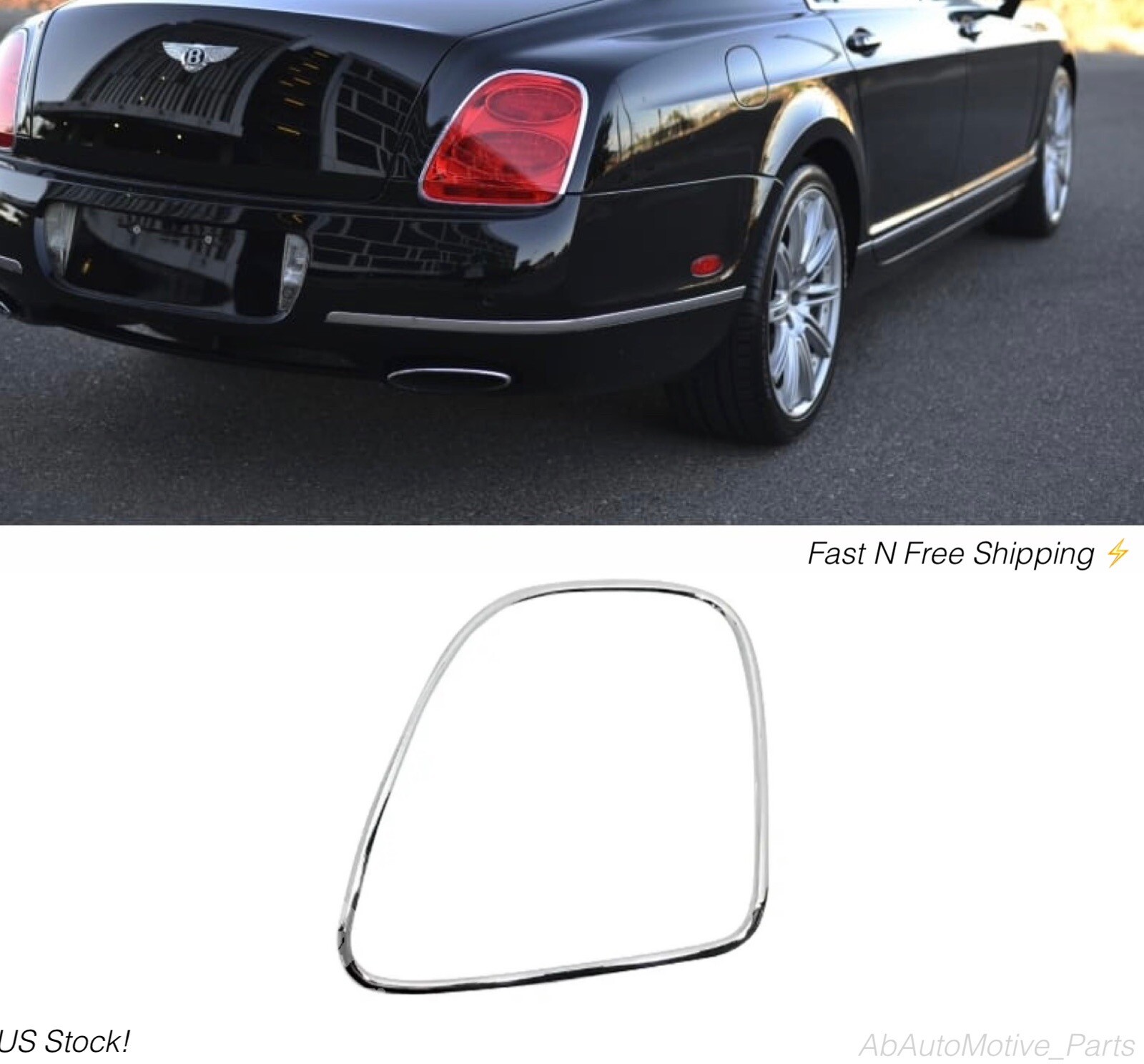 09-12 Bentley Continental Flying Spur Right Tail Lamp Light Trim Molding Chrome