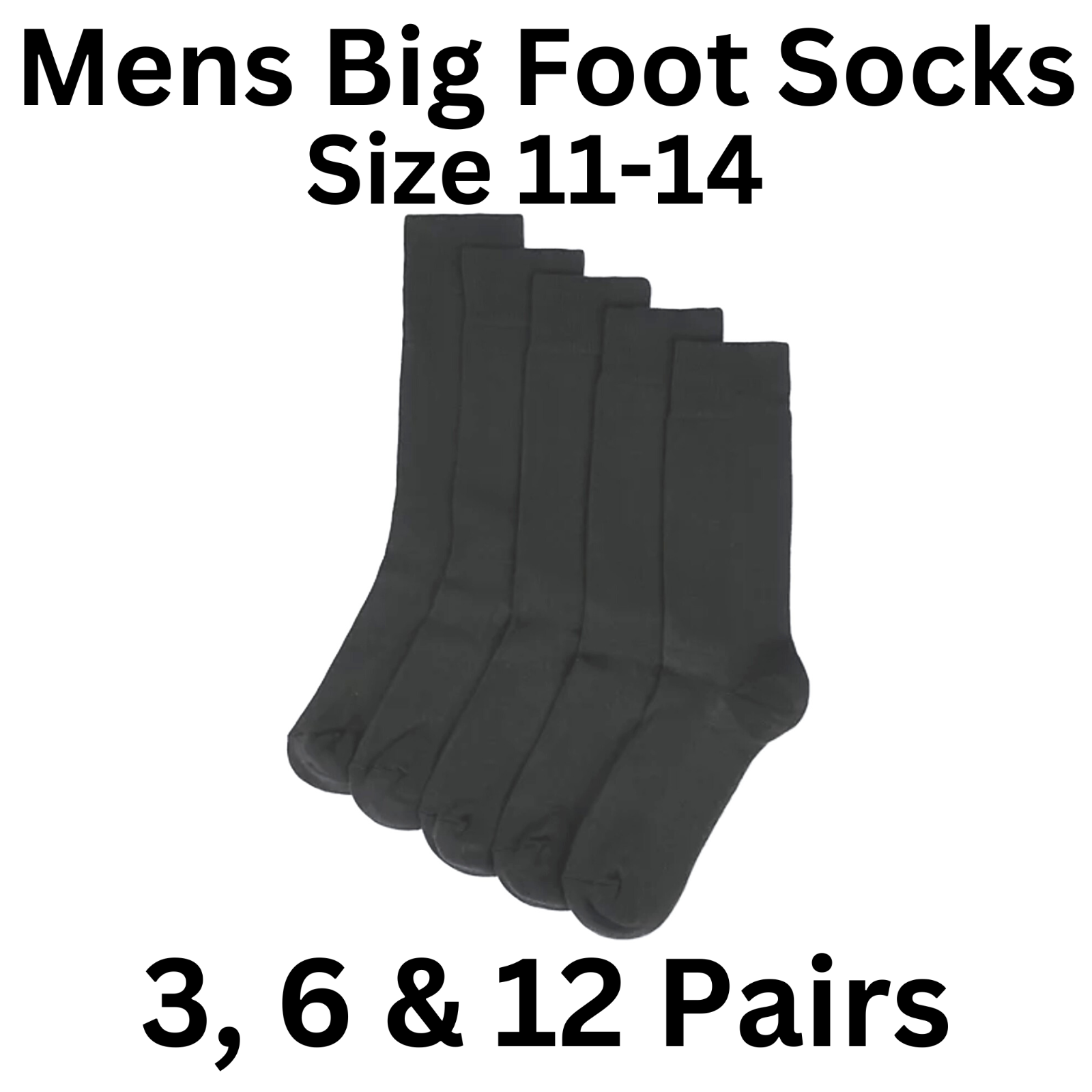 Mens Big Foot Socks Wide Luxury Comfort Fit Cotton Soft Stretch Socks