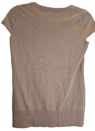 Saks Fifth Avenue Cashmere Womens S Beige Cap Sleeve Sweater Small Holes - Picture 4 of 13