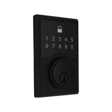 Defiant Square Matte Black Compact Touch Electronic Single Cylinder Deadbolt