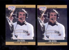 1990 Pro Set JIM MORA New Orleans Saints Card Lot Error + Correction
