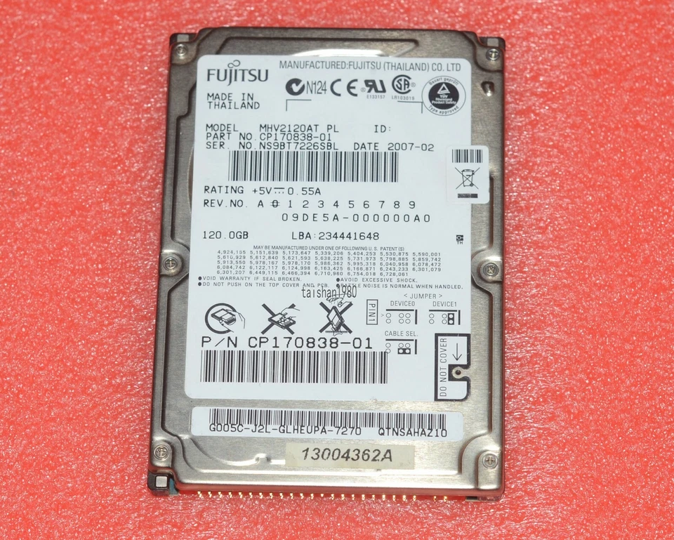 MHV2120AT PL, PN CA06557-B35600C1, Fujitsu 120GB IDE 2.5 Hard Drive - Image 2 of 4