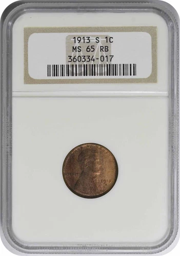 1913-S Lincoln Cent MS65RB NGC