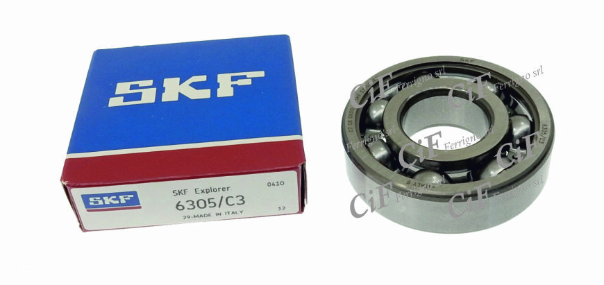 CUSCINETTO SKF 25x62x17 (6305-C3) GABBIA IN FERRO LATO FRIZIONE APE TM..
