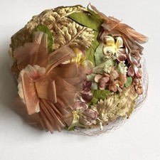 Reggi Of Wilshire Silk And Velvet Appliqu  Flower Hat Vintage With Net