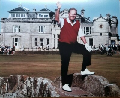 Jack Nicklaus 8x10 photo at Swilcan Bridge St Andrews Golf course