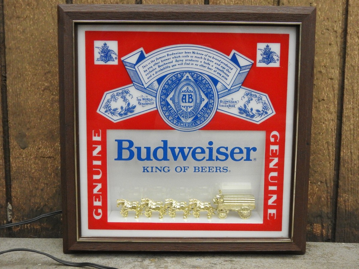 Vintage BUDWEISER King of Beers Clydesdale & wagon sign light | eBay